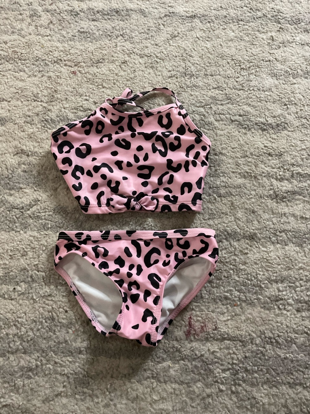 Kids Pink Leopard Print Two-Piece Swimsuit